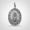 Medalla de la Virgen Milagrosa en plata de ley, reverso con cruz, letra M y doce estrellas