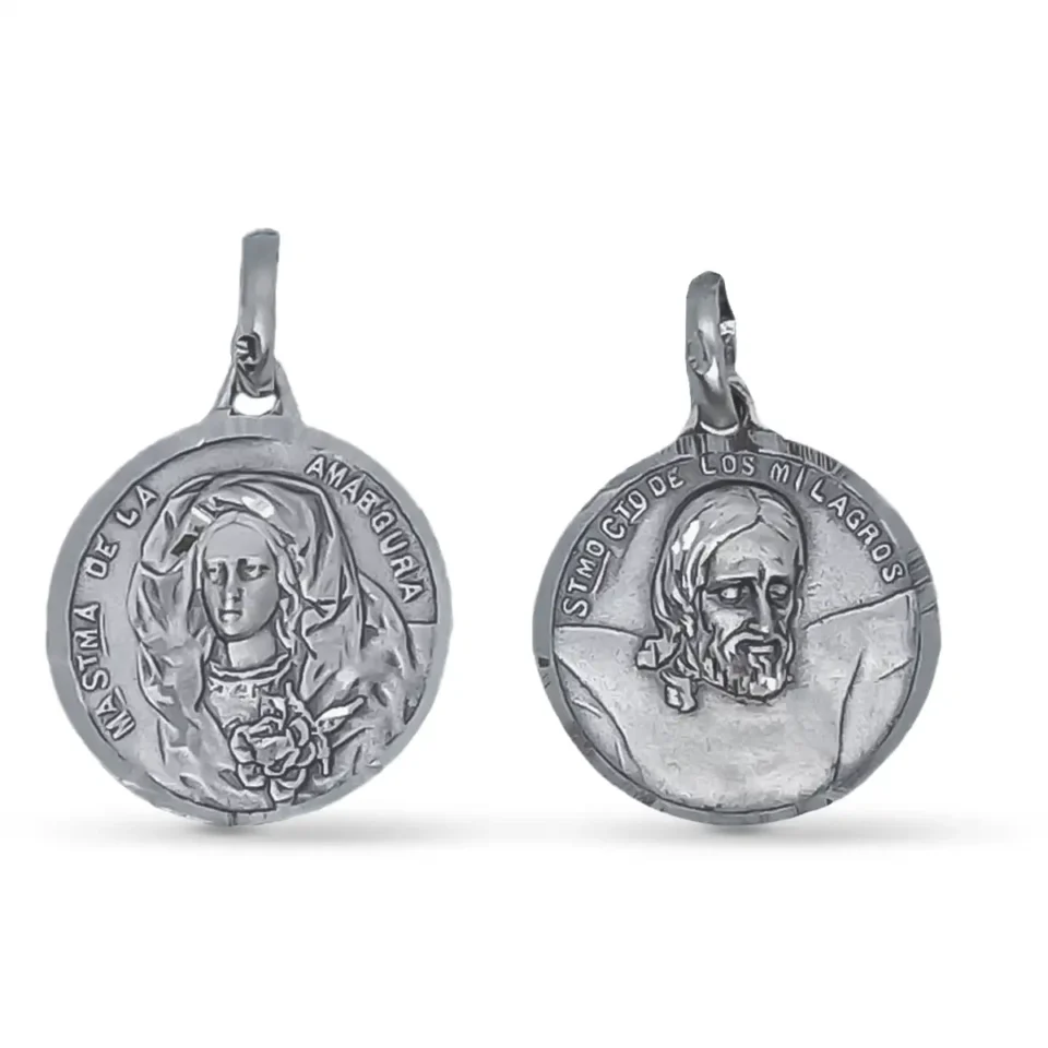 medalla virgen angustias y cristo milagros