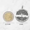 Colgante Árbol de la Vida plata de ley tamaño aproximado superior a 2 euros