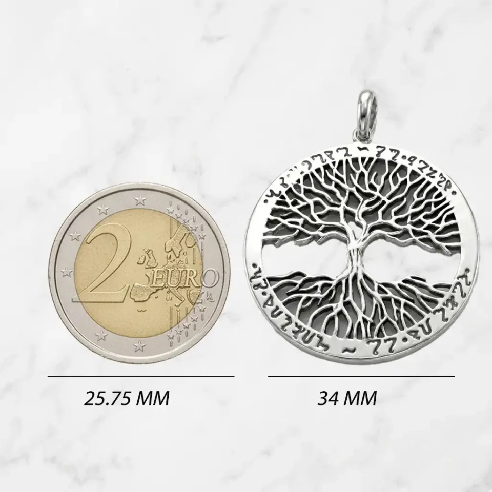 Colgante Árbol de la Vida plata de ley tamaño aproximado superior a 2 euros