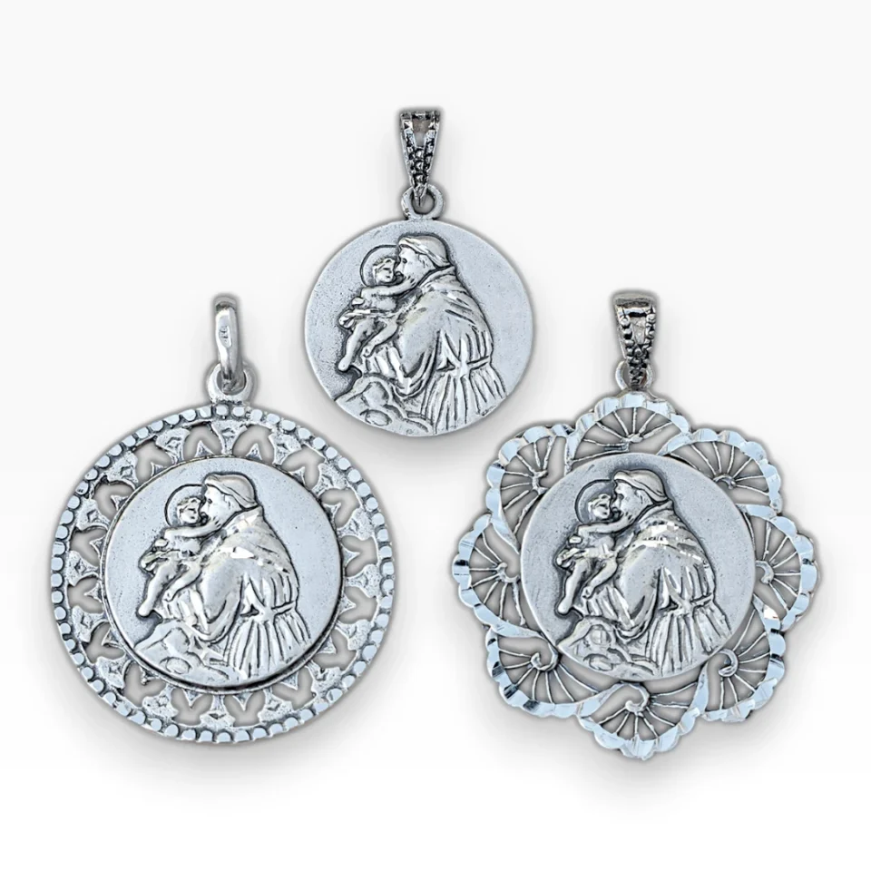 Medallas San Antonio en plata de ley varios modelos y tamaños