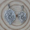 Medalla Escapulario Virgen del Carmen y Sagrado Corazón de Jesús con forma oval en plata de ley