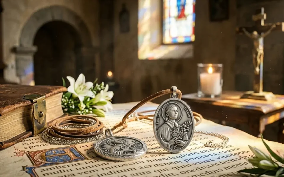 Medallas Santa Gema en plata de ley.