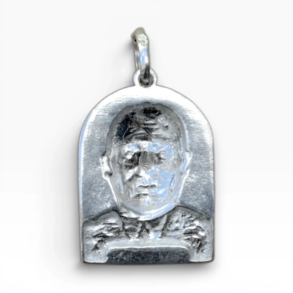 Medalla Santo custodio en plata de ley forma rectangular reverso